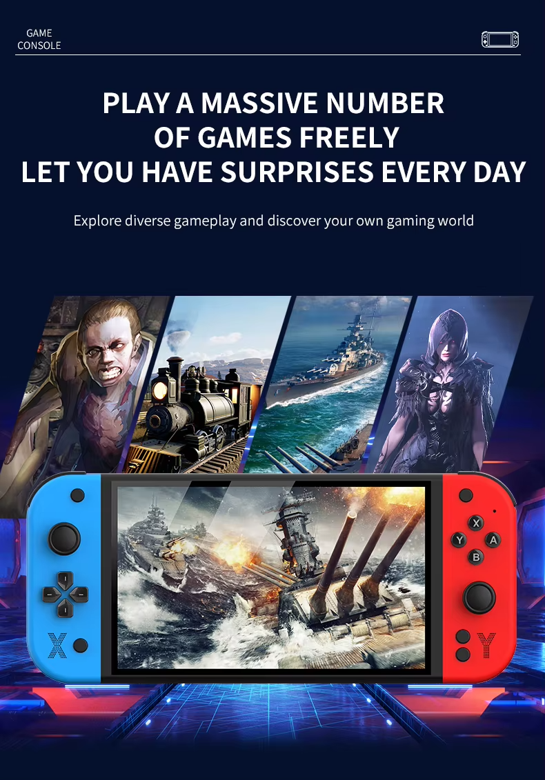 Cubonic Latest G90 7 Inch Full HD Screen Handheld Game Console 19000+ Games 64Gb SD Card 4000mah Inbuilt battery Multi-System 20+ Emulators Arcade Gaming Controller