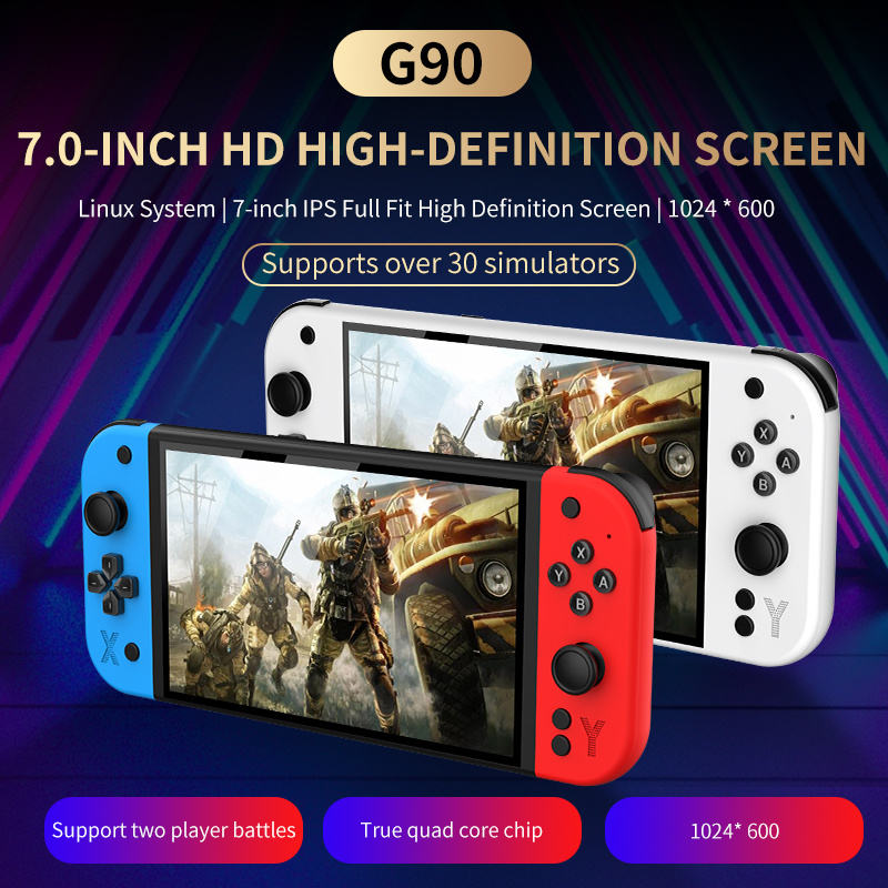 Cubonic Latest G90 7 Inch Full HD Screen Handheld Game Console 19000+ Games 64Gb SD Card 4000mah Inbuilt battery Multi-System 20+ Emulators Arcade Gaming Controller