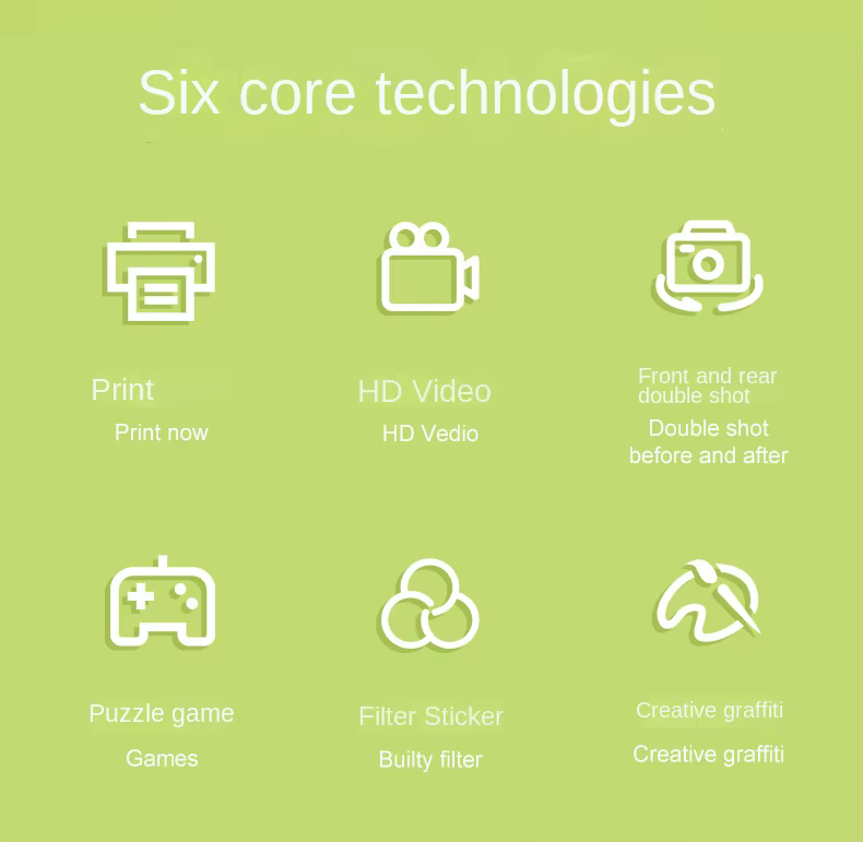 Cubonic Instant PiccoPrint 48MP Digital Camera for Kids with 3 Rolls Print Paper, Portable Toy for Girls & Boys, Perfect Birthday Gift for Toddlers Kids & Children