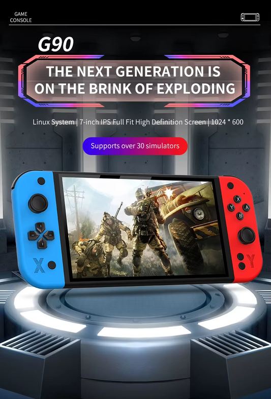 Cubonic Latest G90 7 Inch Full HD Screen Handheld Game Console 19000+ Games 64Gb SD Card 4000mah Inbuilt battery Multi-System 20+ Emulators Arcade Gaming Controller