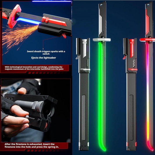 Cubonic Sparkion LED Cyberpunk Lightsaber Toy - 31.5-inch Spark Sword with Sound & Fog, 7-Color Streaming Light, Type-C Rechargeable, for Raves, Cosplay & Display