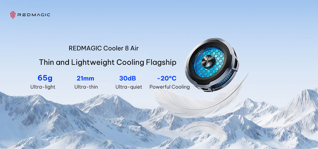 Nubia RedMagic Magnetic Cooler 8 Air | 18W Semiconductor Cooling | 3-Speed Fan | 6000 RPM | 65g Ultra-Light | 30dB Quiet | Magnetic & Clip-On Mobile Cooling Fan for Gaming & Live Streaming