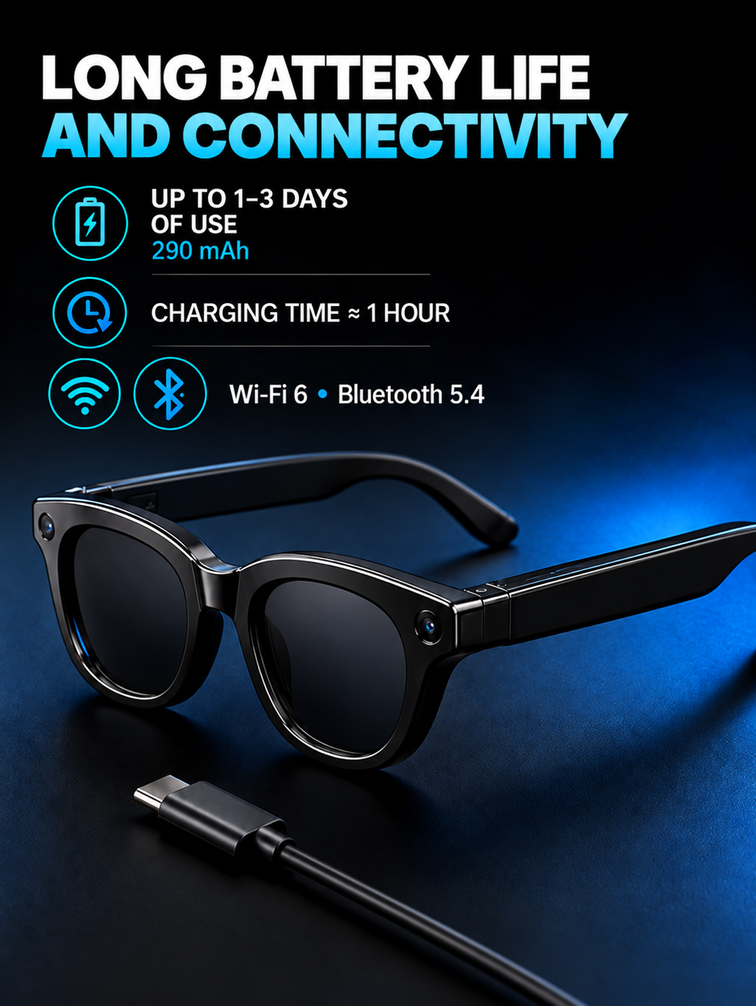 Cubonic Aiveat G5 Smart AI Glasses with 8MP Camera, 1080p Full HD Video Recording, AI Voice Assistant, Real-Time Translation