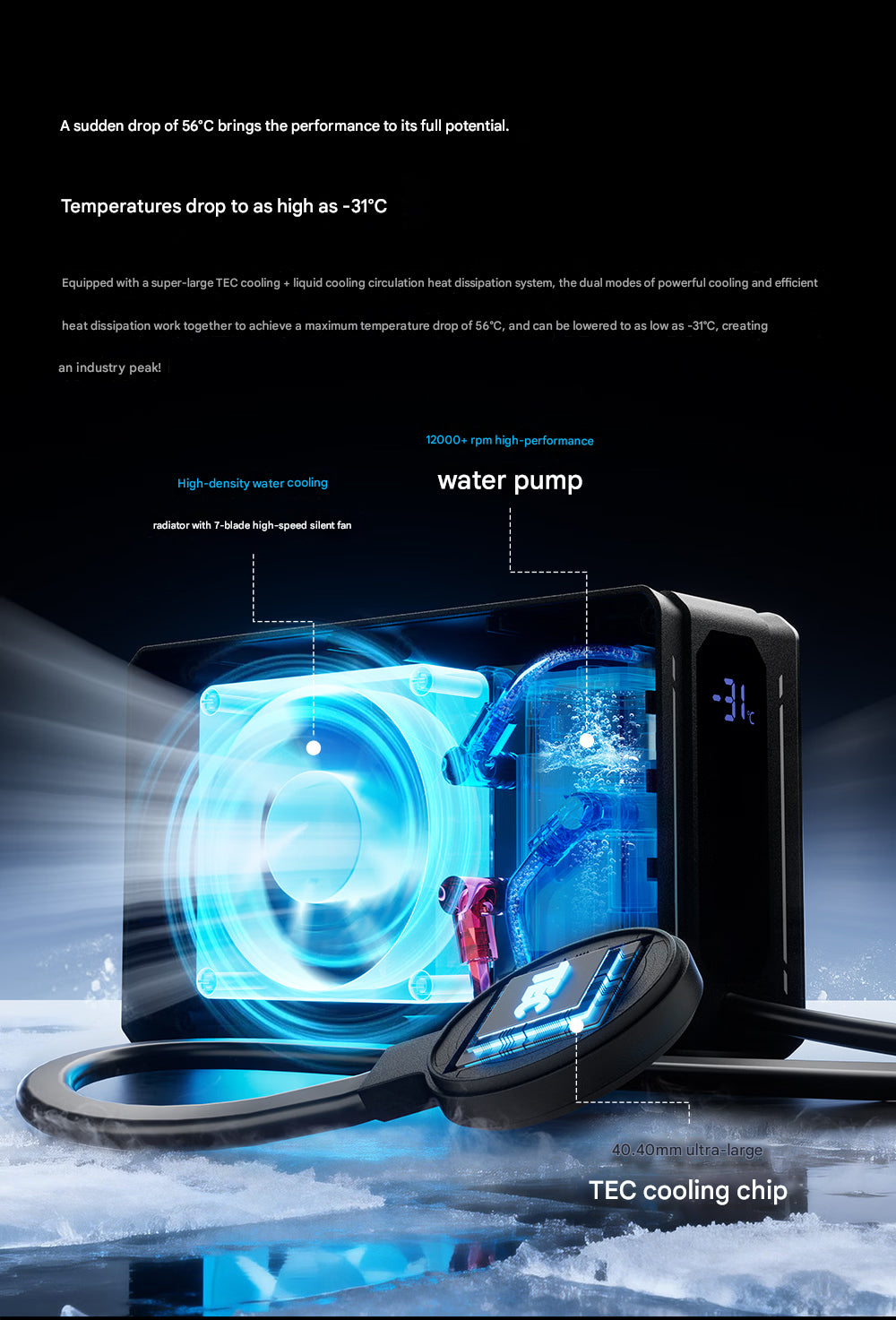 Black Shark Magnetic Liquid Cooling 6 Ultra (48W) | Hybrid TEC + Liquid Cooling Mobile Phone Cooler | Up to 56°C Temperature Drop | AI Smart Cooling | Magnetic Gaming Liquid Cooler