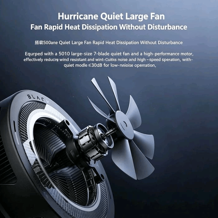 Cubonic Black Shark Funcooler 6 Max Magnetic Tablet Cooler | 40W Semiconductor Cooling | App-Controlled RGB Cooling Fan for iPad, Android Tablets & Gaming Devices