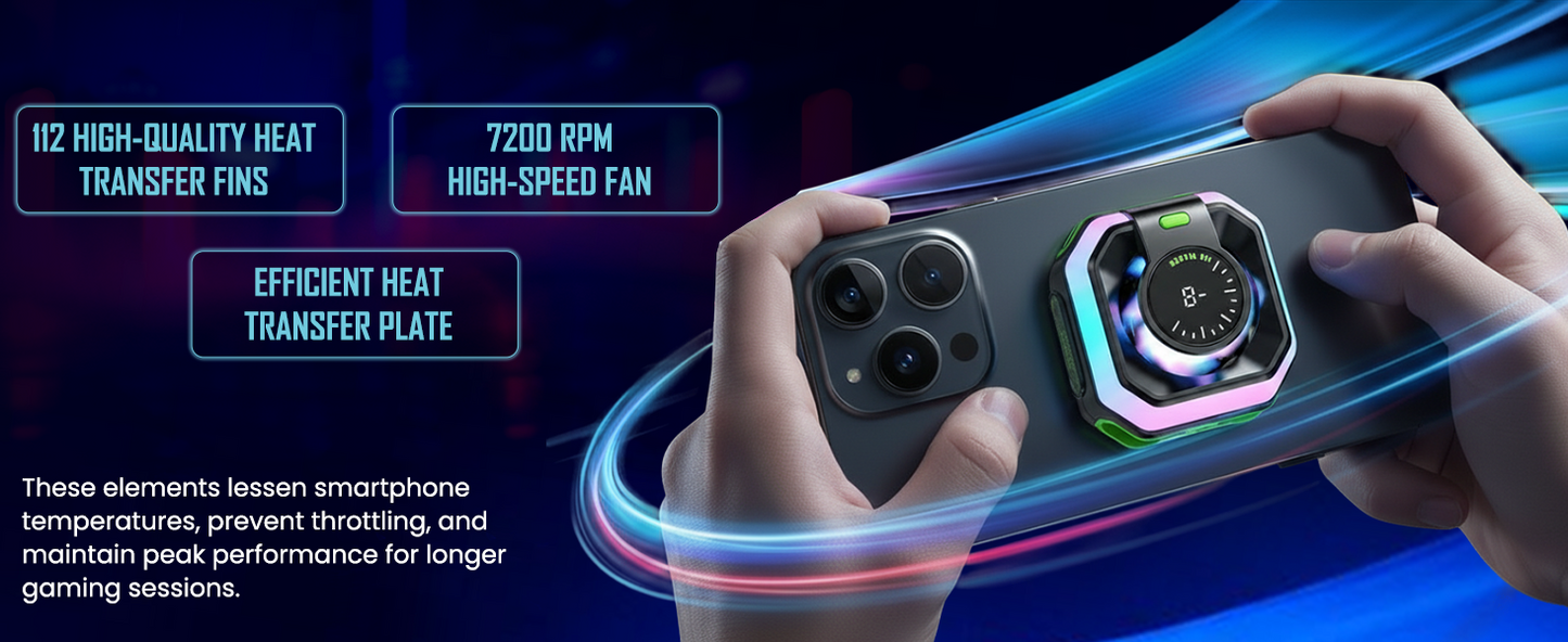 Cubonic Frostrix Ice Making Mobile Cooler  Instant Frost Semiconductor Gaming Phone Cooler with AI Smart Mode, Digital Temperature Display, RGB Lighting, Magnetic & Clip Mount, Type-C Powered