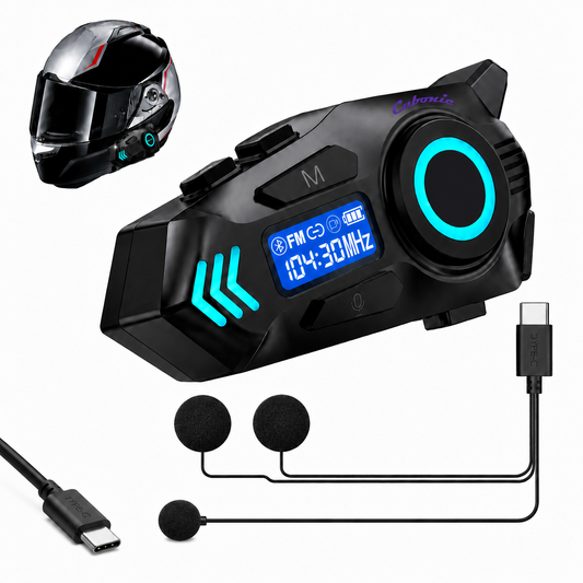 Cubonic RideSync K09 Motorcycle Bluetooth Helmet Headset with 500M Intercom, Bluetooth Calling, Music Sharing, FM Radio, HD Display, ENC Noise Reduction & IPX8 Waterproof