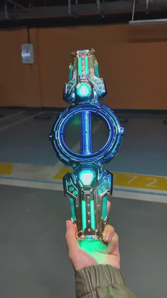 Cubonic Blazion Light Up Sword,Flashing Dueling Sabers with FX Sound,Fire Spin Sword Double-Edged,7 Light Color War Warriors Cosplay Toy