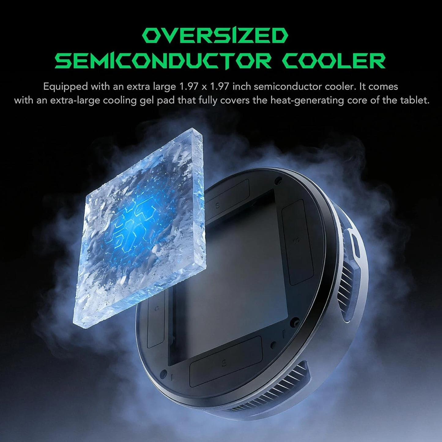 Cubonic Black Shark Funcooler 6 Max Magnetic Tablet Cooler | 40W Semiconductor Cooling | App-Controlled RGB Cooling Fan for iPad, Android Tablets & Gaming Devices