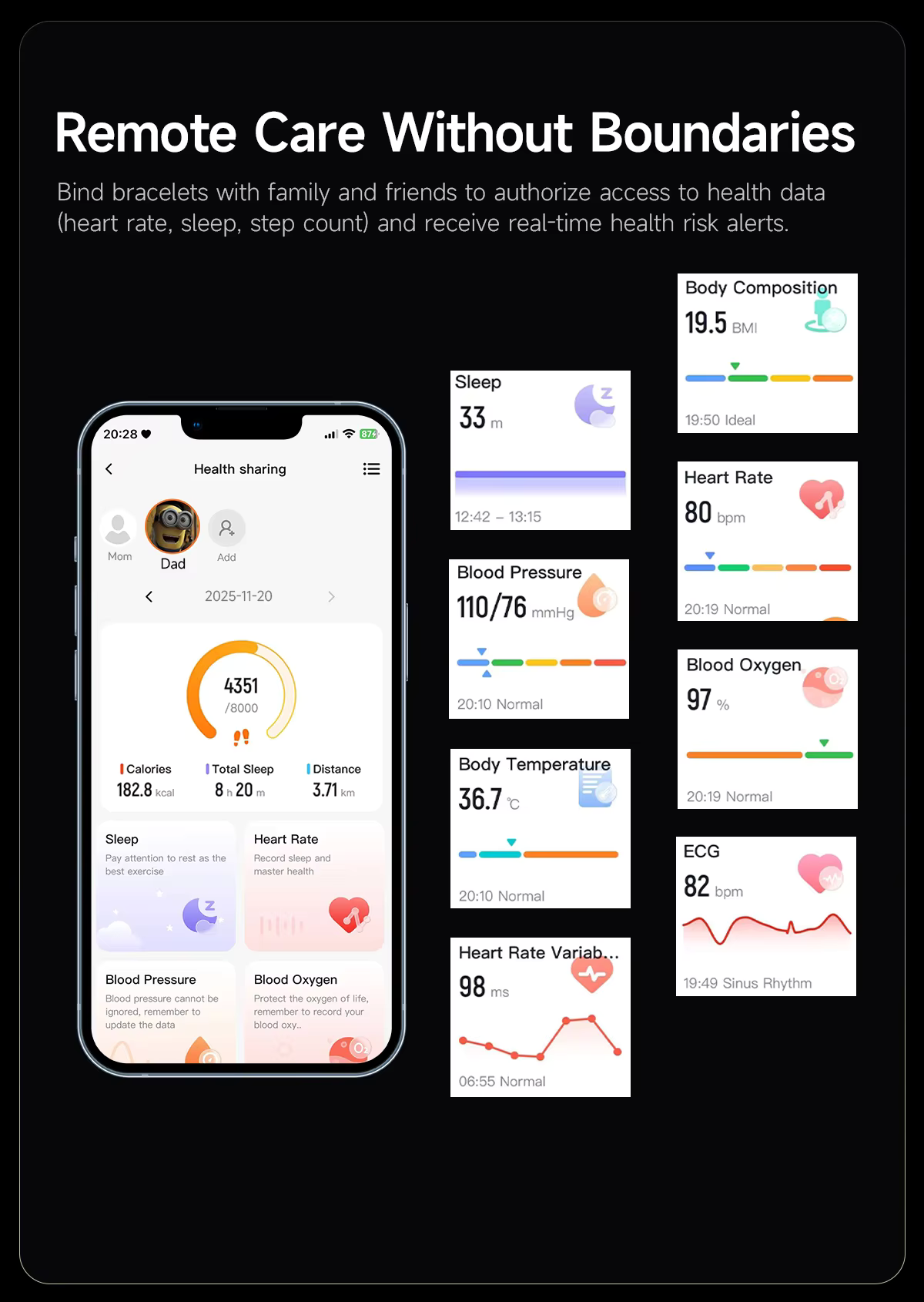 Cubonic Vytal Core-Track What Matters Latest Screenless Fitness Tracker Band, ECG Activity & Sleep Tracking Wearable with App Sync, Waterproof Fitness Band Upto 14-Day Battery Life No Subscription